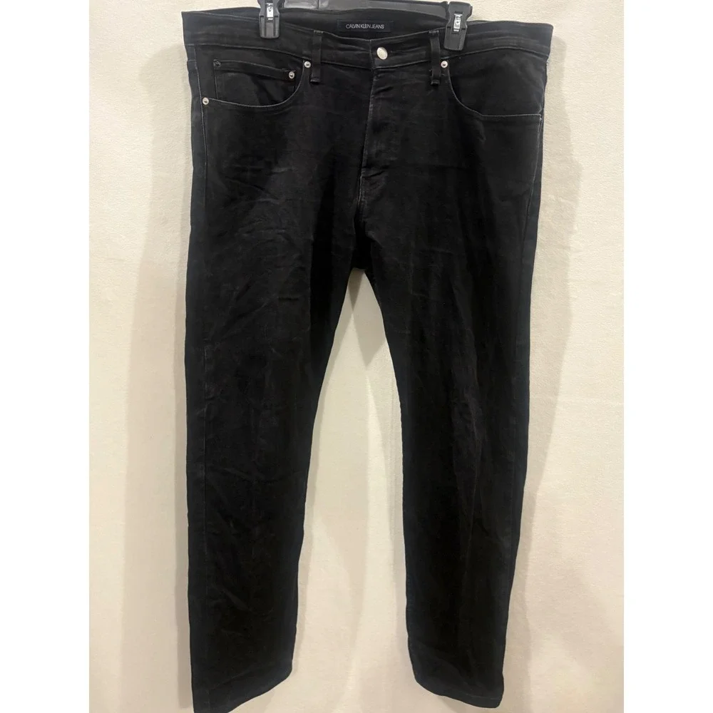 Calvin Klein Jeans Mens 38x30 Black CKJ 016 Skinny Fit Denim Pants